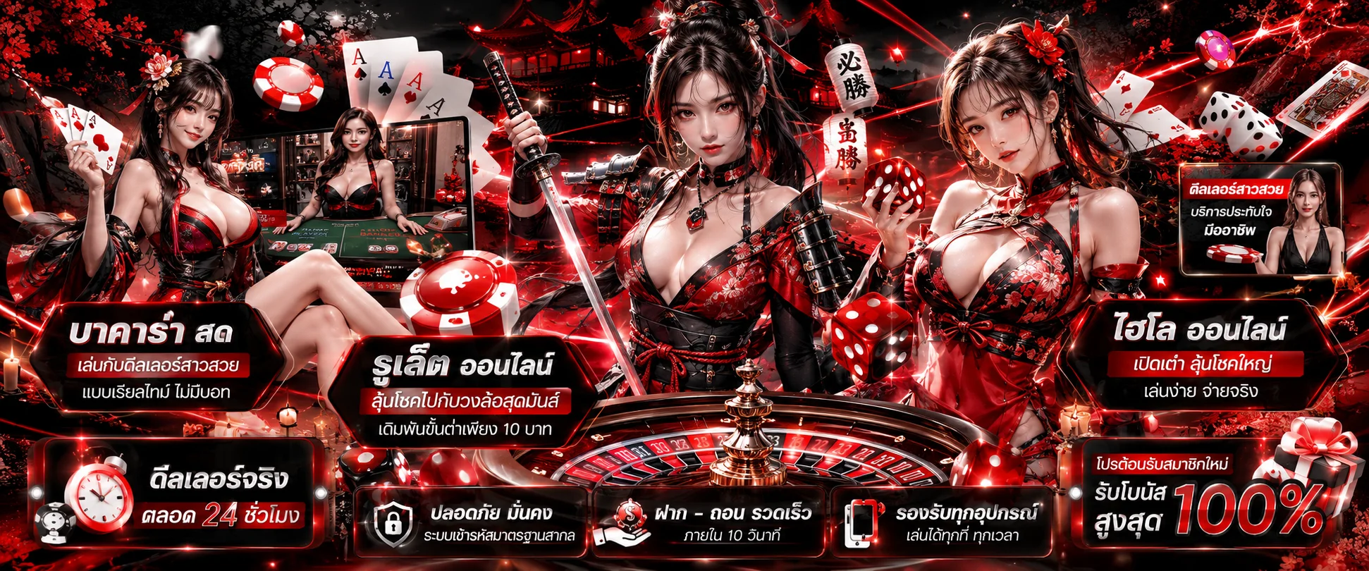 คาสิโนออนไลน์สดจากบ่อนจริงที่ KYOTO555 บาคาร่า รูเล็ต ไฮโล